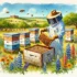 beekeeper in texas field working bees